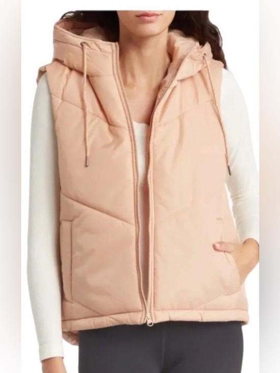 Zella Jackets & Blazers - Zella Sleeveless Hooded Puffer Vest - Blush Drawstring Pockets M